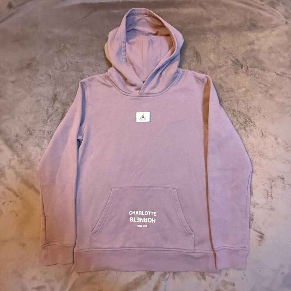 Jordan Flight Lavender Charlotte Hornets hoodie Kids Size L - 0252